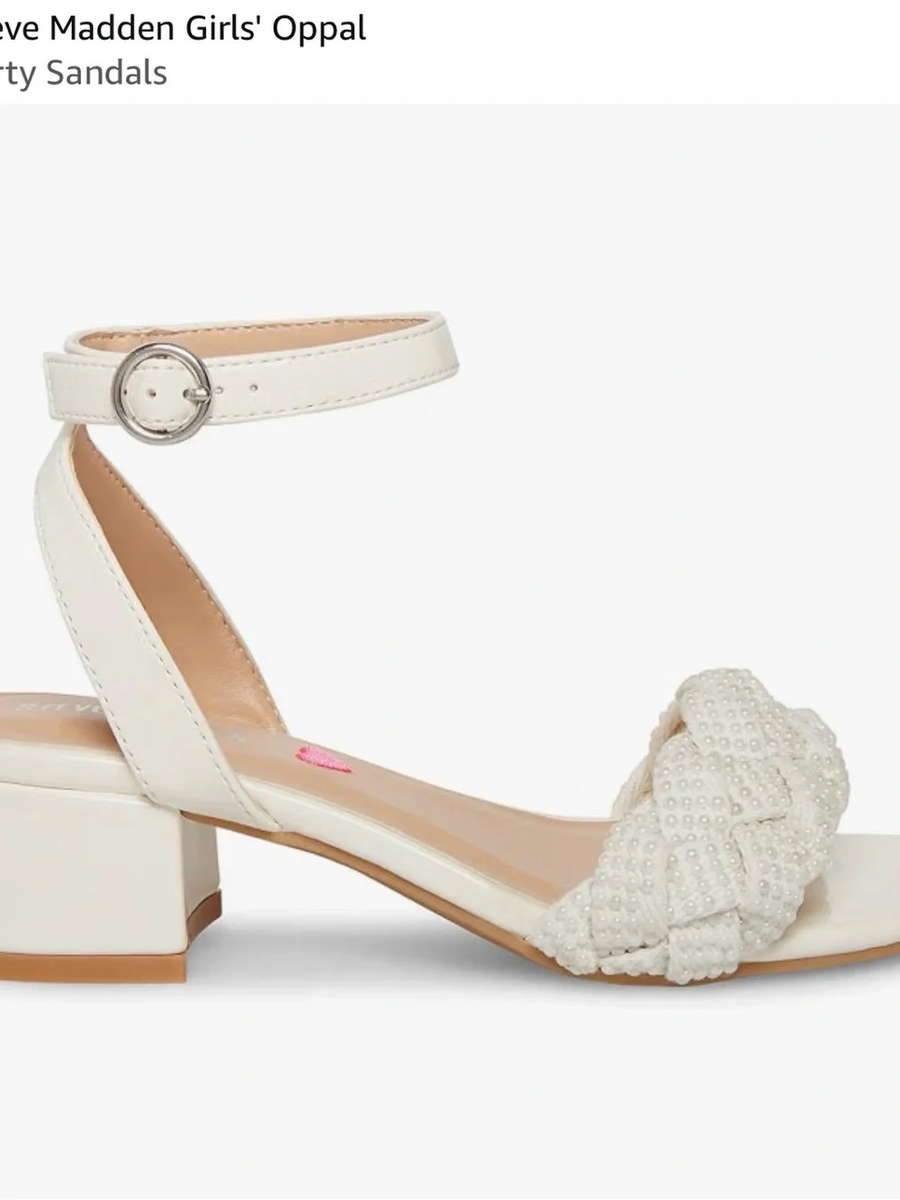 girls, Steve Madden Opal Heel white  Braided Strap Sandals with Ankle Tie sz4